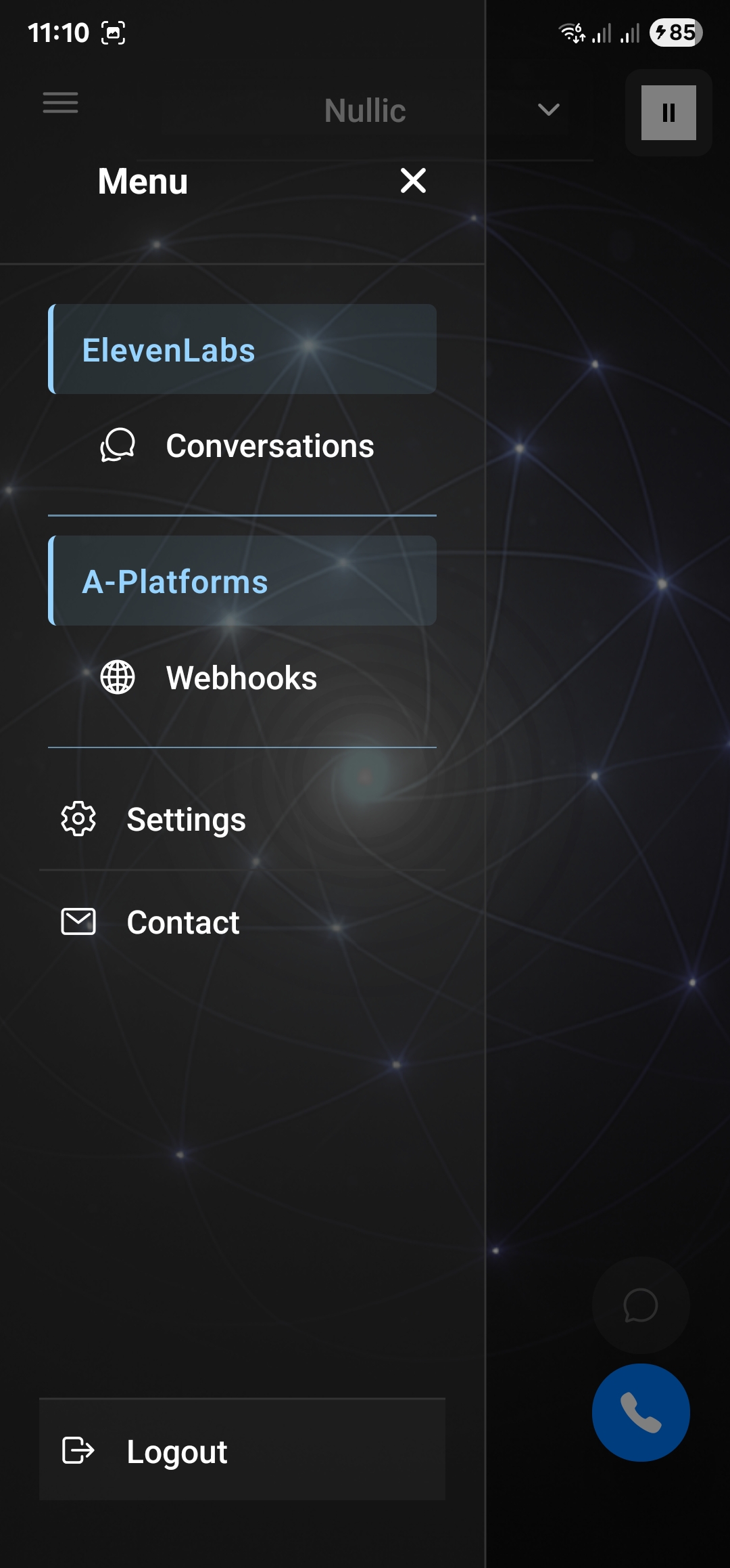 Menu aplikacji